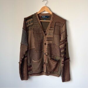 Polo by Ralph Lauren Brown Patchwork Cardigan